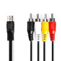 Pikkukuva 1 / 3: DIN Audiokaapeli | DIN 5-Pin uros | 4x RCA uros | Niklattu | 1.00 m | Pyöreä | PVC | Musta | Label