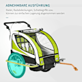 Miniatyrbild 7 av 10: Barnvagn Barnvagn Cykelvagn För 2 Barn Med Regnskydd Andas Grön + Svart 155 X 88 X 108 Cm
