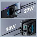 Pikkukuva 3 / 9: Powerbank taskulampulla 30W 20000mAh + USB-A - USB-C kaapeli 25cm musta
