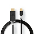 Pikkukuva 1 / 5: Mini DisplayPort kaapeli | DisplayPort 1.4 | Mini DisplayPort Uros | HDMI™ liitin | 48 Gbps | Kullattu | 2.00 m | Pyöreä | PVC | Antrasiitti | Muovipu