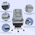 Miniatyrbillede 6 af 10: Kontorstol med vippefunktion, bæreevne 180 kg, ergonomisk, 160° vippelig ryglæn, imiteret læder, 63W x 71D x 123-129H cm, lysegrå