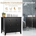 Miniatyrbillede 5 af 5: Sengebord med 3 skuffer sidebord med trægreb 71 x 46 x 66 cm sort