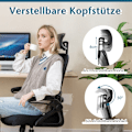 Miniatyrbillede 4 af 5: Ergonomisk kontorstol med justerbar lændestøtte &amp; Nakkestøtte computerstol sort