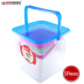 Pikkukuva 3 / 5: Herzberg 5-in-1 Corner Cubic Food Storage Container SET, jossa on kahva