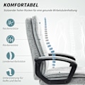 Miniatyrbillede 5 af 10: Kontorstol Ergonomisk skrivebordsstol med armlæn, højdejusterbar drejestol med vippefunktion, linnedlook, polstret computerstol, grå
