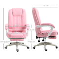 Miniatyrbillede 4 af 10: Kontorstol Skrivebordsstol Fodstøtte Liggende Funktion Hjul Højdejusterbar Kunstlæder Pink