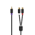 Pikkukuva 1 / 3: Subwoofer Kaapeli | RCA Uros | 2x RCA Naaras | Kullattu | 0.20 m | Pyöreä | 4.0 mm | Antrasiitti | Laatikko