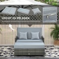 Miniatyrbillede 7 af 10: Polyrattan Lounge Sofa Havesofa 2-Personers Med Pude & Skammel Havelounger Grå