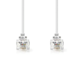 Miniatyrbillede 2 af 3: Telekommunikationskabel | RJ11 Mand | RJ11 Mand | 5,00 m | Kabeldesign: Flad | Kabeltype: RJ11 | Gennemsigtig / hvid