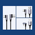 Miniatyrbillede 6 af 6: Vinklet USB-kabel - USB-C QC 3.0 3A 1m grå