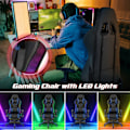 Miniatyrbillede 3 af 5: Gamingstol med RGB LED-lys og udtrækkelig fodstøtte Ergonomisk kontorstol Blå