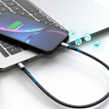 Miniatyrbillede 3 af 8: Kort fladt kabel til iPhone USB-C - Lightning L10P PD 20W 23cm sort