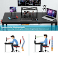 Miniatyrbillede 5 af 5: Spillebord 140 cm gaming skrivebord med skærmhylde 155 x 60 x 94 cm sort