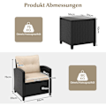 Miniatyrbillede 2 af 5: 3-delt havemøbelsæt i rattan inklusive 2 lænestole og 1 sidebord, siddesæt med hynder, beige