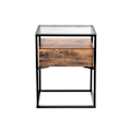 Miniatyrbillede 2 af 6: Sidebord, Sidebord i hærdet glas med skuffe og hylde, sengebord
