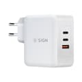 100W 2xUSB-C & USB-A GaN väggladdare för laptop och smartphone