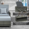 Pikkukuva 8 / 10: Polyrattan Lounge Sohva Puutarhasohva 2-Istuttava Pehmuste & Jakkara Puutarha Sohva Harmaa