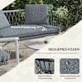 Miniatyrbillede 5 af 10: 4-Delt Havemøbelsæt I Rattan, Siddeområde Med Gyngefunktion, Havesæt Med 1 Sofabord, 2 Lænestole, 1 Dobbeltsofa, Hynder, Stål, Grå