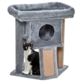 Pikkukuva 1 / 10: Cat Tree Raapimislauta Juuttiraapimismatolla, Ahven, Riippupallo, Ovenreikä, Mdf Pehmojuutti, Vaaleanharmaa, 40X40X57Cm