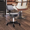Miniatyrbillede 3 af 10: Rulleskammel, højdejusterbar arbejdsskammel med ryglæn, roterende salontaburet til massagekontor, kunstlæder, grå, diameter 35 x 72-84 cm