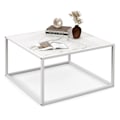 Miniatyrbild 1 av 4: Soffbord i marmorlook rektangulärt soffbord med metallram 70 x 70 x 40 cm vit