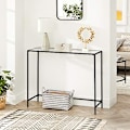 Miniatyrbillede 2 af 7: Moderne sort metal- og glaskonsolbord, 100x35x80 cm