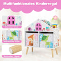 Miniatyrbillede 4 af 5: Børnehusformet bogreol Dukkehus-bogreol i træ med 2 opbevaringskasser Farverig 62 x 30 x 72 cm