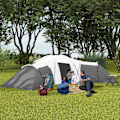 Miniatyrbillede 2 af 10: Tunnel Telt Camping Telt 6-9 Personer Familietelt 3 Soveværelser Dagligstue Veranda 2000Mm Oxford Grå