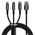 Miniatyrbillede 1 af 9: 3i1 USB kabel USB-C Iphone Lightning microUSB 3,5 A 1,5 m sort