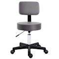 Miniatyrbillede 1 af 10: Rulleskammel, højdejusterbar arbejdsskammel med ryglæn, roterende salontaburet til massagekontor, kunstlæder, grå, diameter 35 x 72-84 cm