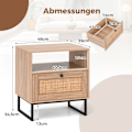 Miniatyrbillede 2 af 5: Natbord i rattan i middelalderstil med skuffe og åbent sidebord med accentbord