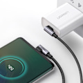 Miniatyrbillede 6 af 9: Vinklet kabel med side USB-C til USB-C Quick Charge stik 1m - grå