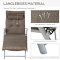 Pikkukuva 8 / 10: Aurinkotuoli Rantatuoli Puutarhatuoli Taittuva Säädettävä Tyynyllä Puutarha Metallikangas Ruskea + Hopea 137 X 63,5 X 100,5 Cm