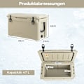Miniatyrbillede 2 af 5: 47L isoleret kasse med flaskeåbner og håndtag Bærbar køleboks varmebeholder til camping Kahki