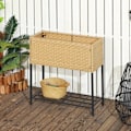 Miniatyrbillede 3 af 10: Højbed Polyrattan Blomsterkasse Med Fødder Og Hylde, Sand, 70 X 30 X 72 Cm