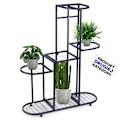 Miniatyrbillede 1 af 11: Sort metal blomsterstand med fem niveauer til potteplanter