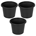 Miniatyrbillede 3 af 9: Havekrukke i plast, sort, rund, 14,5 cm, 3 stk.
