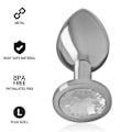 Miniatyrbild 2 av 8: Intense - Aluminiummetall analplugg med silverkristall storlek L