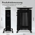 Miniatyrbillede 3 af 5: Bærbar oliefyldt radiator med 3 varmeindstillinger og universalhjul sort