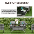 Miniatyrbillede 8 af 10: Havebord Glasbord Polyrattan Sikkerhedsglas Grå Sort 150X85X74Cm