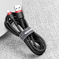 Miniatyrbillede 9 af 9: Holdbart nylonkabel USB-C 2A 3M sort og grå