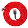 Pikkukuva 1 / 9: Kestävä nylon USB-kaapeli - iPhone Lightning QC3 3m - punainen