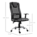 Miniatyrbillede 4 af 10: Kontorstol Ergonomisk Drejestol, Højdejusterbar, Pu-Læder, Sort, 66X73X108-118 Cm