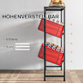 Miniatyrbillede 7 af 10: Fritstående drikkekassestativ til 6 kasser, justerbar hyldehøjde, 3 niveauer, skridsikker, 103 x 33 x 113,5 cm, sort stål