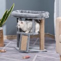 Pikkukuva 2 / 10: Cat Tree Raapimislauta Juuttiraapimismatolla, Ahven, Riippupallo, Ovenreikä, Mdf Pehmojuutti, Vaaleanharmaa, 40X40X57Cm