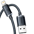 Miniatyrbild 9 av 9: Kabel för snabbladdning och dataöverföring USB Iphone Lightning 2.4A 2m svart