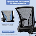 Miniatyrbillede 5 af 5: Ergonomisk kontorstol med foldbare armlæn Medium Back Skrivebordsstol 57 x 63 x 90-100cm Sort