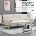Pikkukuva 5 / 10: Vuodesohva, 3-Istuttava Sohva, Vuodesohva Taitettavalla Pöydällä, Kangassohva Pellavanäköinen, Scandi-Design, Kantavuus Jopa 250 Kg