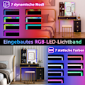 Pikkukuva 4 / 5: Pukeutumispöytä LED-valaistuksella Pukeutumispöytä 7 dynaamisella ja 7 staattisella himmennettävällä LED-valolla musta