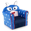 Miniatyrbillede 2 af 5: Børnesofa, småbørn, polstret armlæn stol med stel af massivt træ, 50 x 40 x 54 cm, blå